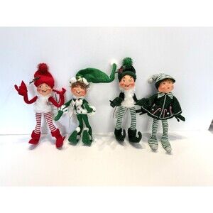Vtg Annalee Christmas Elves Lot 4 Pixie Elves Candy Cane Peppermint Twist 2004
